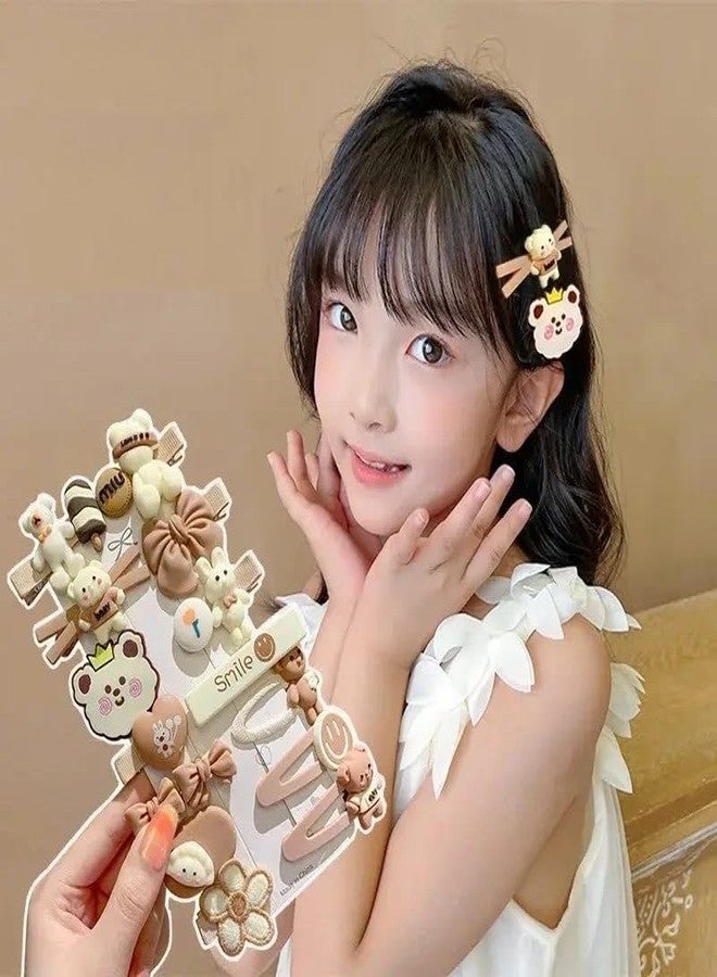 RHOSYN HAIR ACCESSORIES Baby Clips for Girls Hair Accessories Combo Set of Brown Color 14 Pieces Baby Girl's Hair Clips Cute Ponytail Holder Claw Clip Bow Clips For Teens Toddlers - Image 1