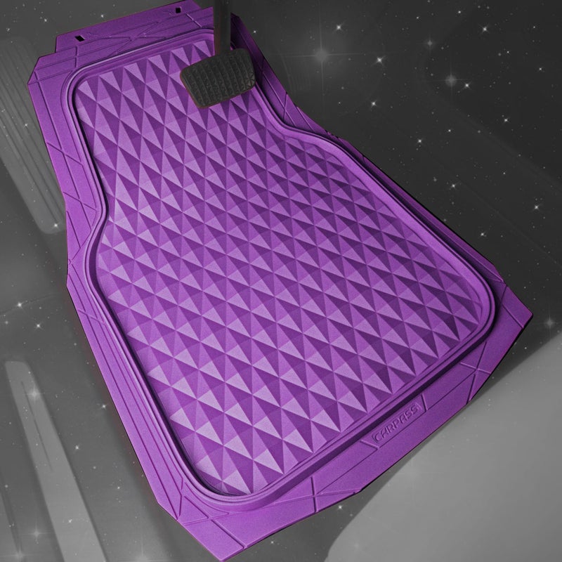 CAR PASS Heavy Duty Rubber Purple Car Floor Mats & Cargo Liners, Deep Dish All-Weather Trunk Mats Durable Anti-Slip 3D Rhombus Waterproof Trim to Fit Liner Universal Fit Auto,Sedan,SUV,Truck, Purple - Image 2