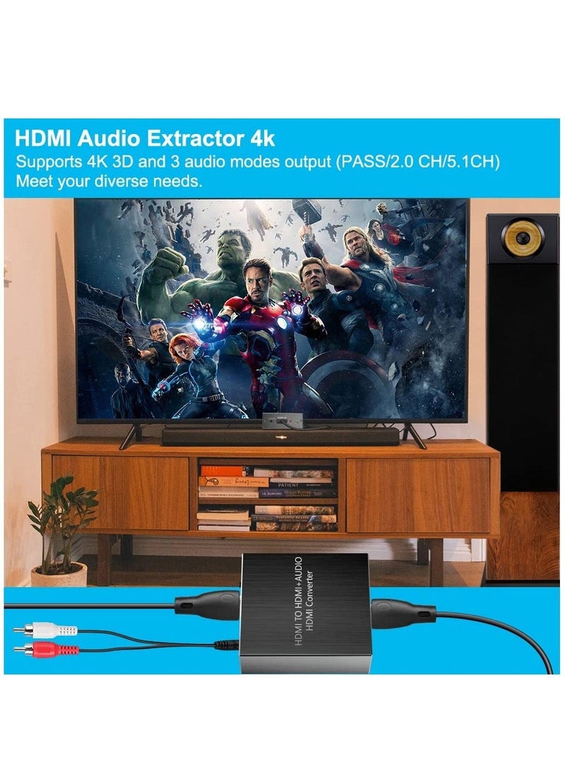 Generic - HDMI Audio Extractor, 4K HDMI to Optical 3.5mm AUX Audio Adapter Splitter Converter Supports HDCP 3D 1080P Dolby Digital DTS 5.1 PCM for PS4 Fire Stick Blu-Ray Player - Image 1