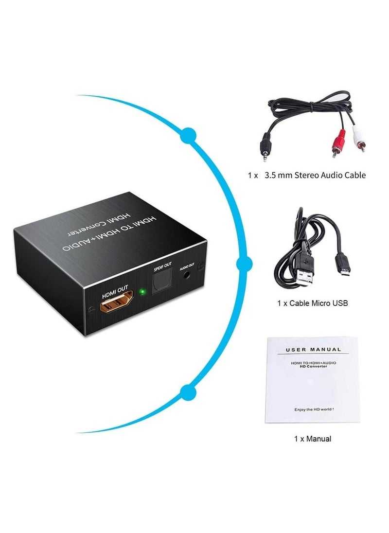 Generic - HDMI Audio Extractor, 4K HDMI to Optical 3.5mm AUX Audio Adapter Splitter Converter Supports HDCP 3D 1080P Dolby Digital DTS 5.1 PCM for PS4 Fire Stick Blu-Ray Player - Image 1