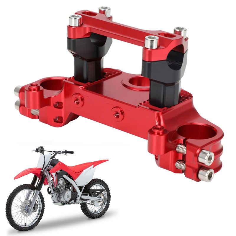 USTPO Motorcycle Top Triple Clamp 78 22MM Upper Triple Tree Bar Mount with Risers Set CNC for CRF110 CRF110F 20132024 CRF125F CRF125FB 20192024 CRF 110F 125F 125FB Red - Image 2