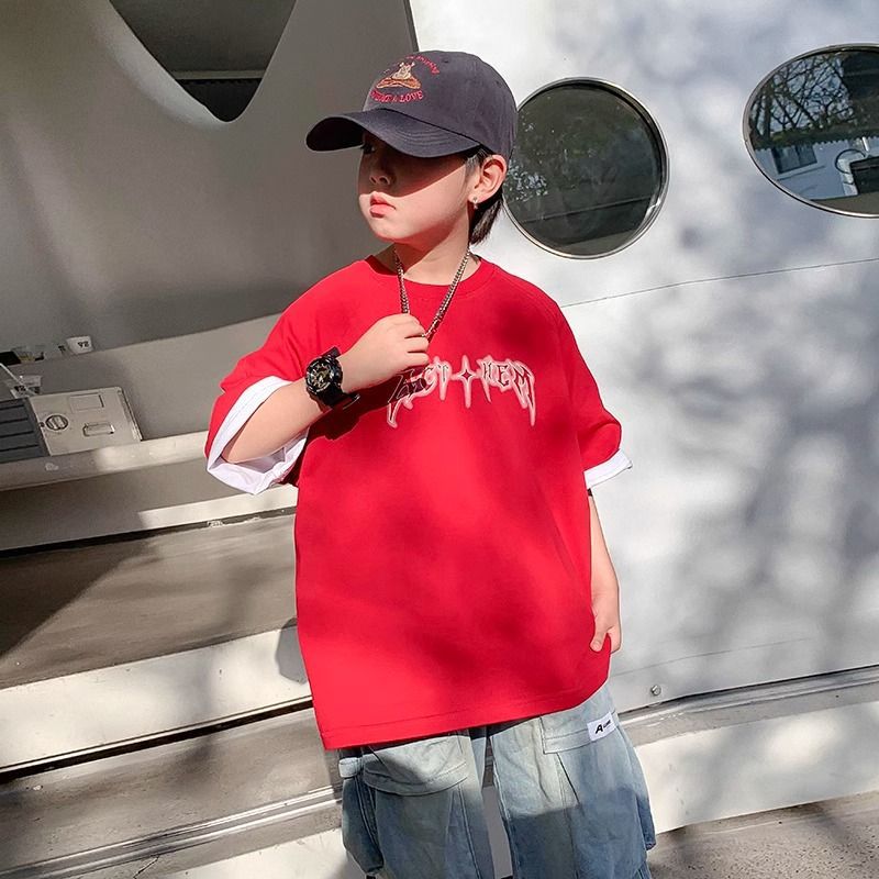 Children'S Pure Cotton T-Shirt Summer 2026 New Children'S Clothing Boys' Short-Sleeved Tops For Older Children Trendy Half-Sleeve T-Shirt - Image 5