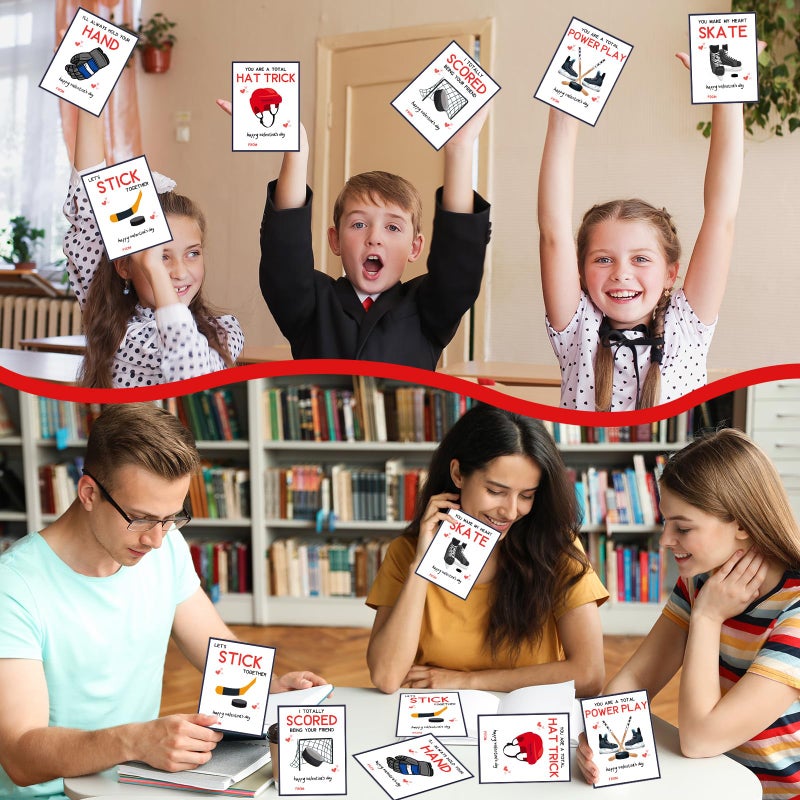 Demonwer 24 Pcs Valentines Cards Ice Hockey Greeting Card Valentine's Cards Gifts for Exchange School Classroom Prize Goody Bag Favors - Image 5
