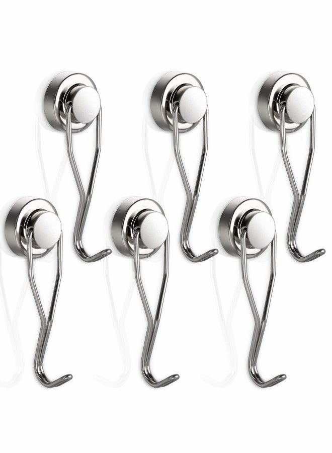 Magnetic Hook, Strong Neodymium Magnet Hook, Swivel Swing Refrigerator Magnetic Hooks, Perfect for Refrigerator and Other Magnetic Surfaces（6pack, 30LB ）  - Image 1
