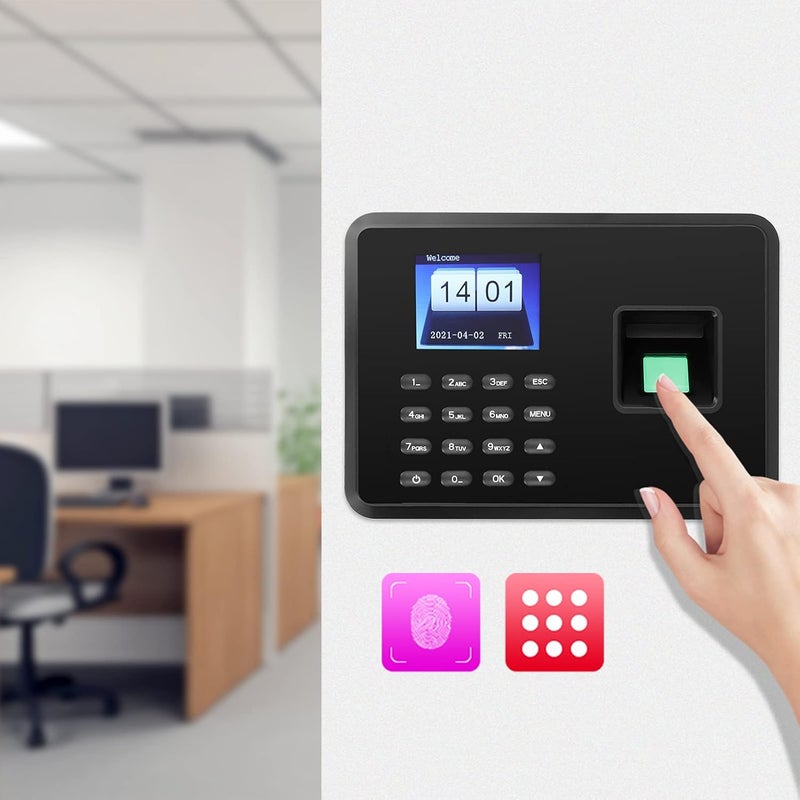 klarako Attendance Machine, 2.4in Attendance Machine Fingerprint Biometric TFT Colou, Time Clock for Employees Small Business(US-black) - Image 5