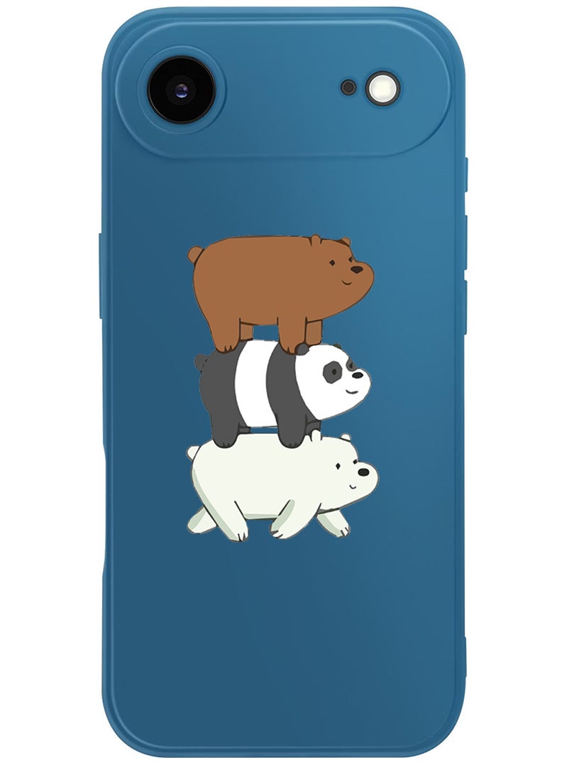 Theodor Protective Slim Fit Case Liquid Silicone Cover with Full Body Protection Anti-Scratch Shockproof Case For Apple iPhone 17 Air (Blue) Three Panda-01 - Image 1