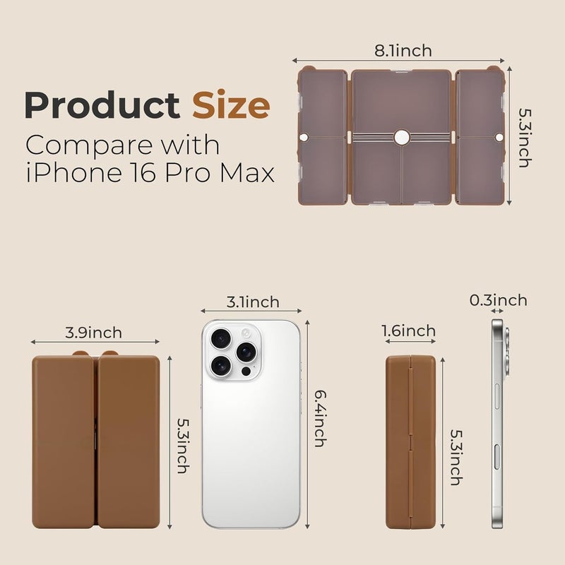 FYY Daily Pill Organizer,7 Compartments Portable Case for Travel,[Folding Design] for Purse Pocket to Hold Vitamins,Cod Liver Oil,Supplements and Medication-Brown - Image 2