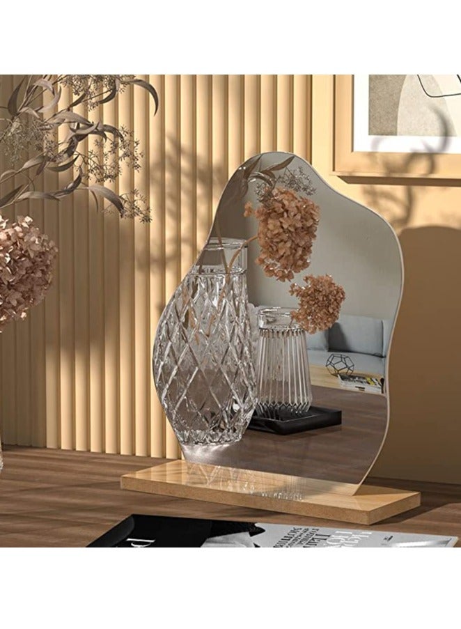 Excefore Acrylic Makeup Mirror for Desk with Stand-Aesthetic Desk Decor Vanity Mirror-Frameless Table top for Bedroom,Living Room and Minimal Spaces Room Decor (Baby Fat) - Image 4