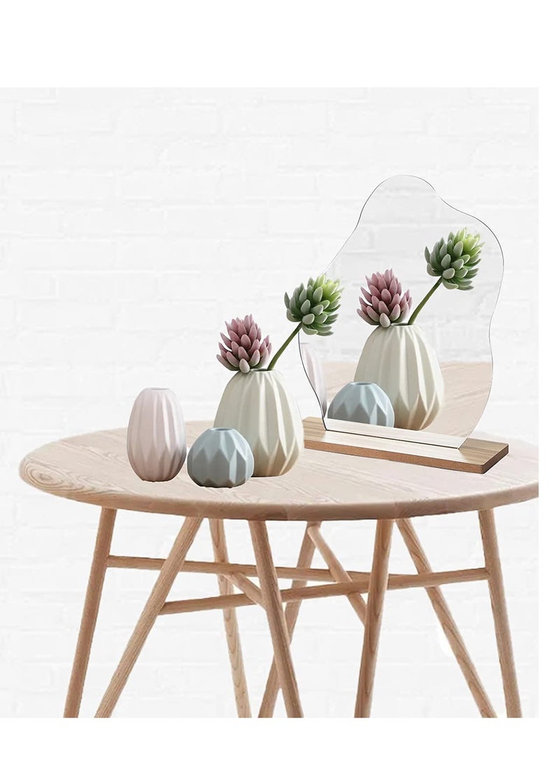 Excefore Acrylic Makeup Mirror for Desk with Stand-Aesthetic Desk Decor Vanity Mirror-Frameless Table top for Bedroom,Living Room and Minimal Spaces Room Decor (Baby Fat) - Image 3