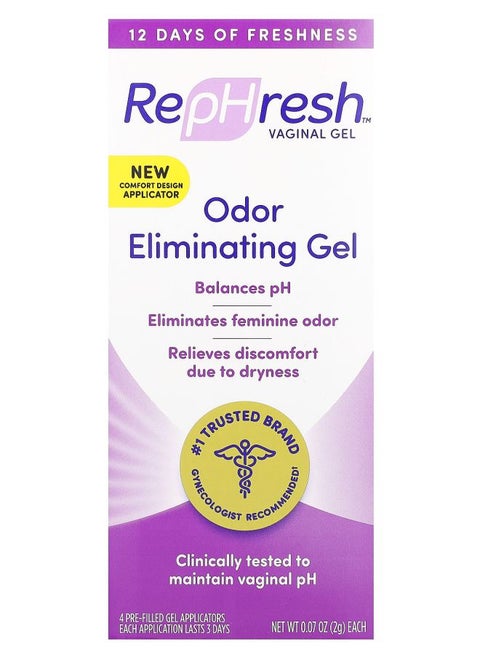 Vaginal Gel Odor Eliminating Gel 4 PreFilled Gel Applicators 0.07 oz (2 g) Each