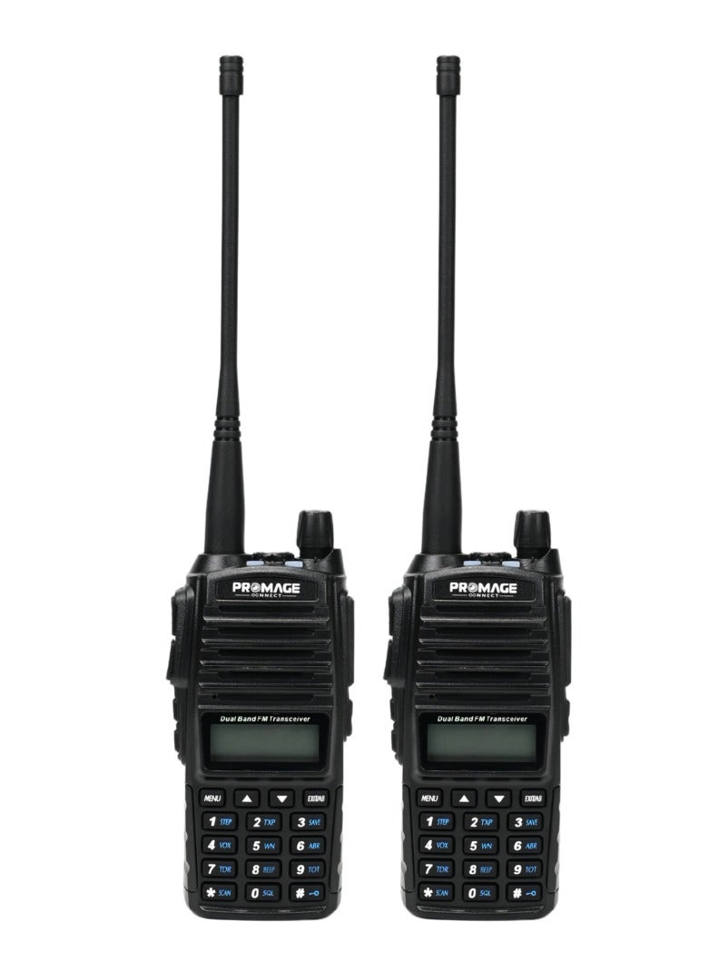 PROMAGE PROMAGE CONNECT PC-WT820 Two Way Radios, Twin Pack VOX, 50 CTCSS/ 104 DCS Tones, Tone Searching/Scanning, Dual Standby, PC Programmable, Transmitter Time-Out Timer (TOT), Busy Channel Lock-Out (BCLO), 2 Pack  - Image 1