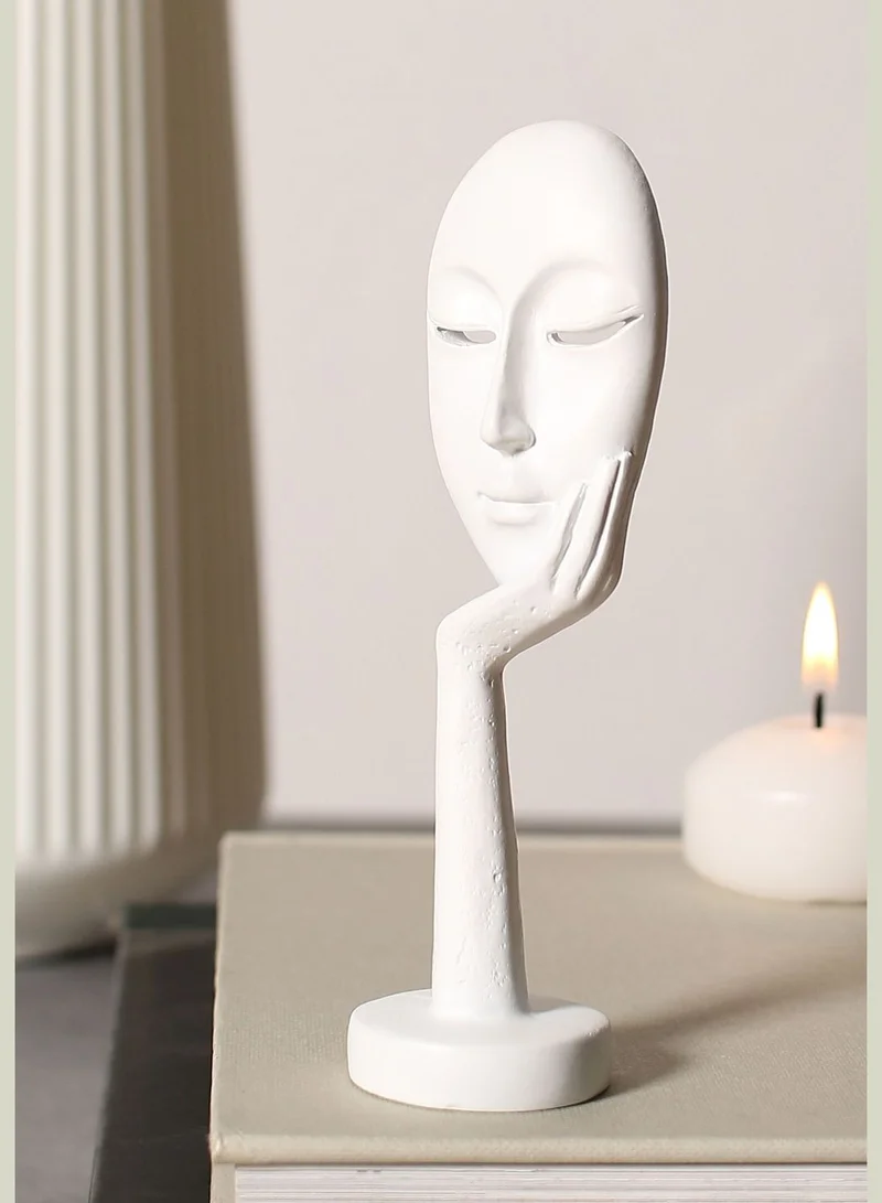 Bonhomie Modern Face Figurine Solid Minimalistic Ceramic Figure Showpiece For Home Decor