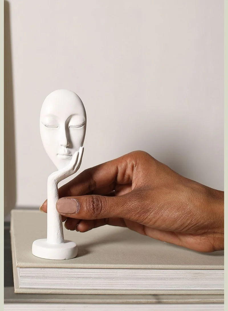 Bonhomie Modern Face Figurine Solid Minimalistic Ceramic Figure Showpiece For Home Decor
