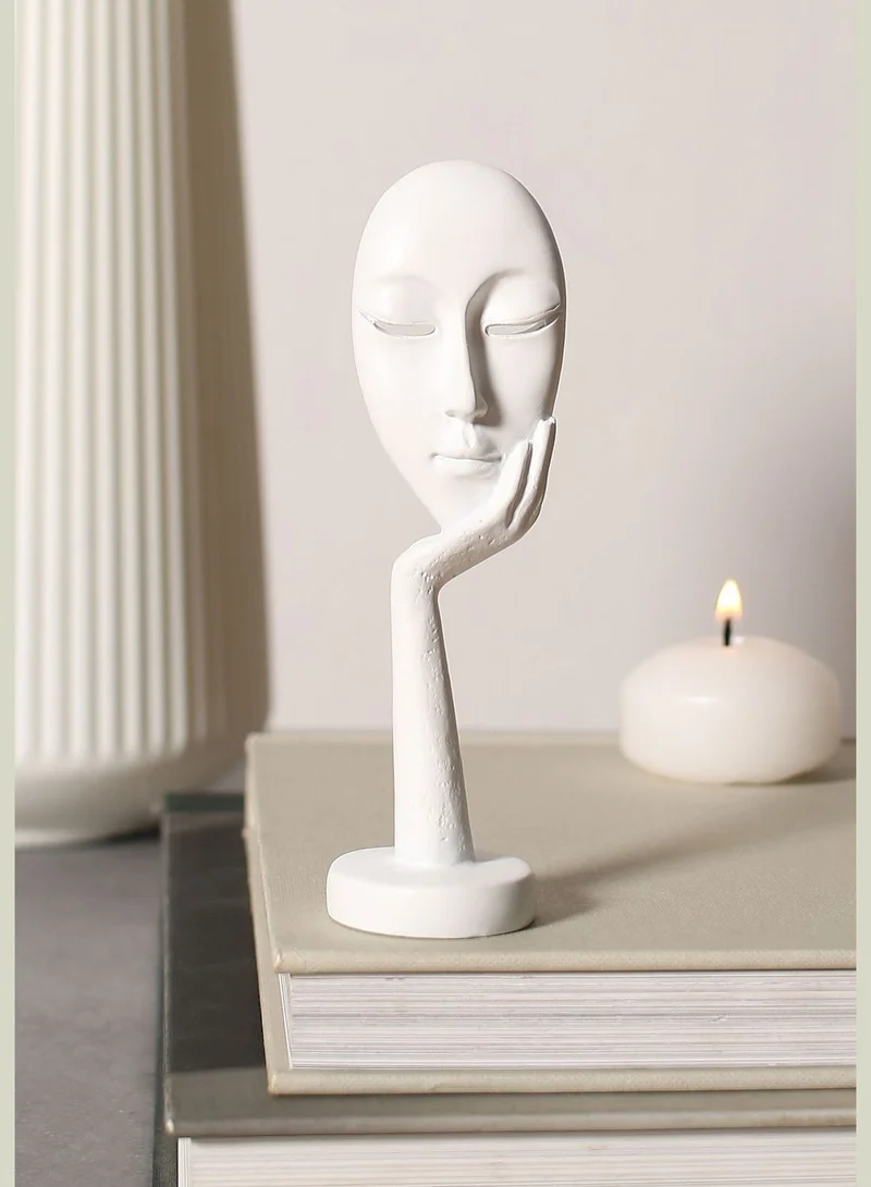 Bonhomie Modern Face Figurine Solid Minimalistic Ceramic Figure Showpiece For Home Decor