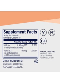 Vimergy 5-Mthf, 60 Servings – Highly Absorbable Capsules – Supports Brain Health & Cognitive Function – Healthy Mood Support Supplement* - Non-Gmo, Gluten-Free, Vegan & Paleo Friendly  - Image 4