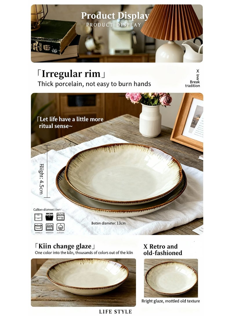 Elegant Ceramic Dinner Plate Retro Round Brown Glaze 9-Inch Light Luxury Soup Bowl Premium Home Guest Reception Scenarios Family Dinner Plate - Image 5