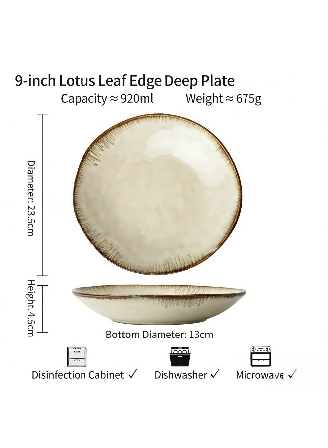 Elegant Ceramic Dinner Plate Retro Round Brown Glaze 9-Inch Light Luxury Soup Bowl Premium Home Guest Reception Scenarios Family Dinner Plate - Image 2