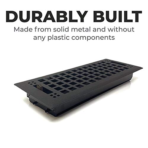 Madelyn Carter Contemporary Artisan Style Vent Cover, Solid Cast Steel Interior, Controls Air Flow, 2 x 10 inches (Overall Face: 3.625 x 11.375 inches), Matte Black - Image 2