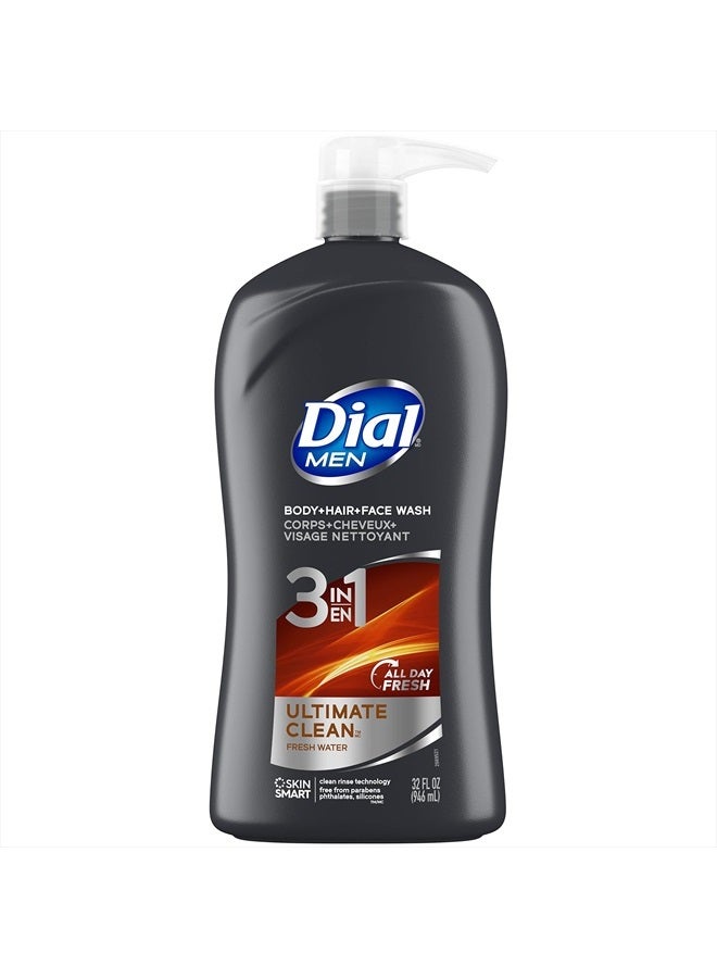 Dial Men 3in1 Body, Hair and Face Wash, Ultimate Clean, 32 Fl Oz - Image 1
