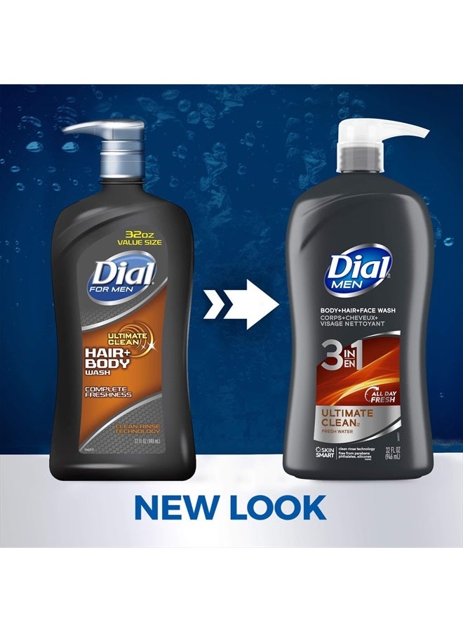 Dial Men 3in1 Body, Hair and Face Wash, Ultimate Clean, 32 Fl Oz - Image 2