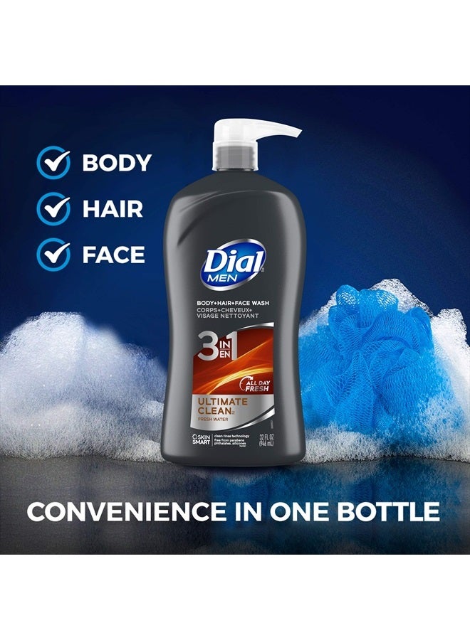 Dial Men 3in1 Body, Hair and Face Wash, Ultimate Clean, 32 Fl Oz - Image 3