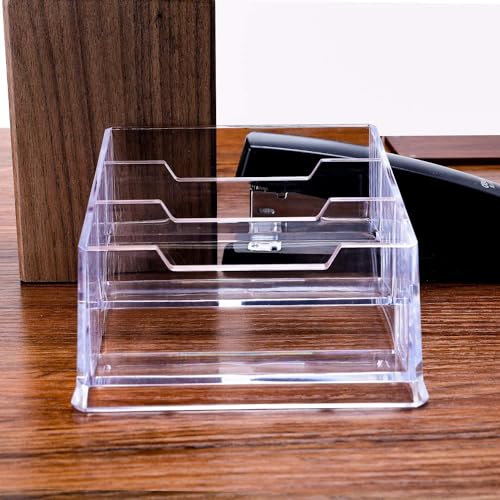 SNDIA Acrylic Business Card Holder Visiting Card Stand Organizer Clear Card Holder Display Stand for Office (Transparent) (3 Tier), 5.8 x 5.8 x 11.5 Cm - Image 5