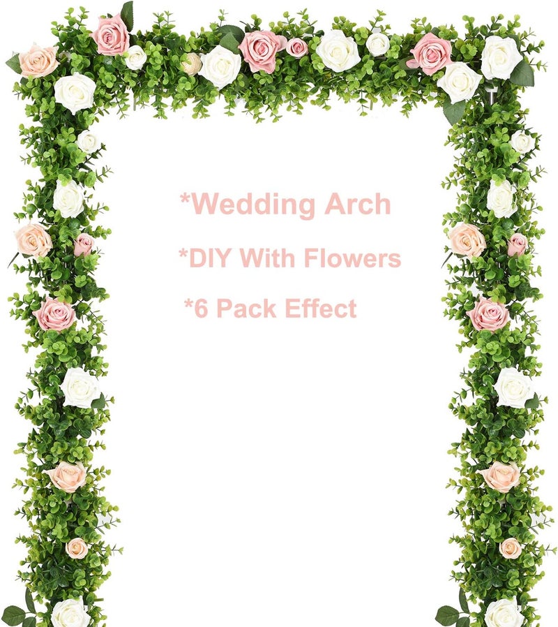 DearHouse Faux Eucalyptus Garland Plant, 2 Pack Artificial Vines Hanging Eucalyptus Leaves Greenery Garland for Wedding Backdrop Arch Wall Decor, 6 Feet/pcs UV Protected Indoor Outdoor - Image 2