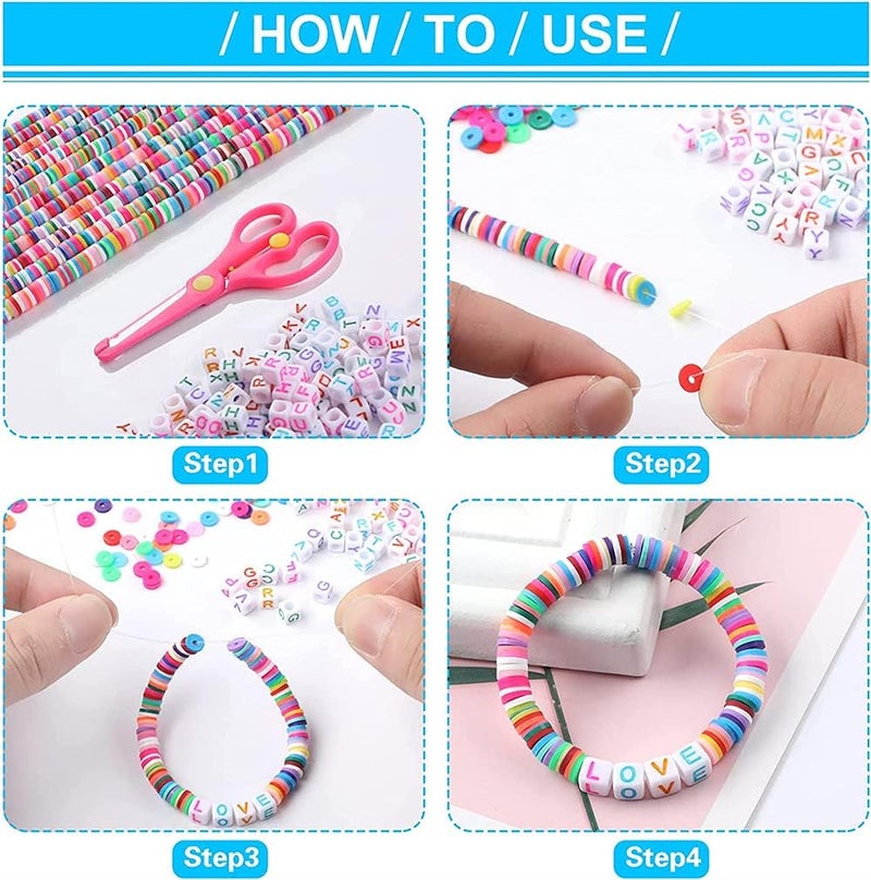 Colorful Flat Clay Beads and Alphabet Beads for DIY Jewelry Making, Polymer Colorful Round Handmade Heishi Beads for Necklace Bracelet Earring Pendant and Anklet Craft Making, 6 Mm, 6400 Pcs - Image 3