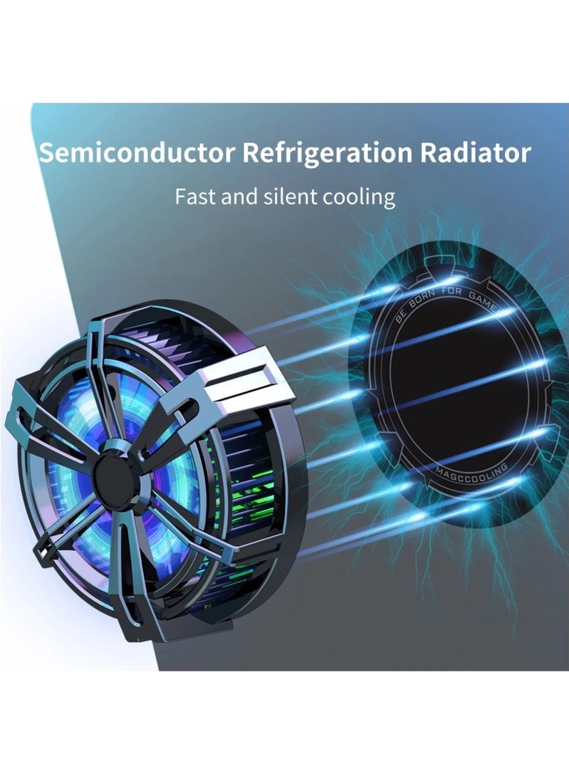 مبرد الهاتف المحمول لـ Magsafe، ومبرد iPad، ومبرد الكمبيوتر اللوحي، ومروحة تبريد الألعاب لـ PUBG، مصممة لأجهزة iPhone وAndroid، ومشتت حرارة أشباه الموصلات بدون ضوضاء للبث المباشر ومدونة الفيديو - Image 1