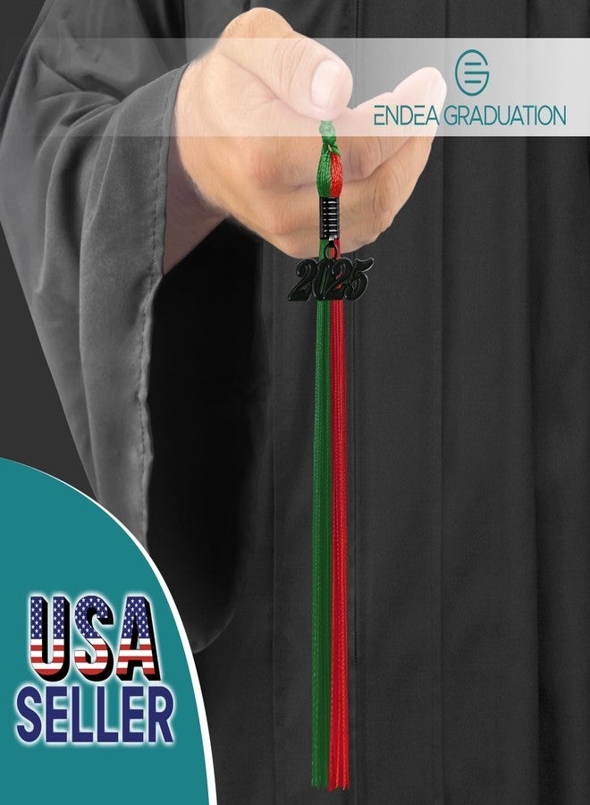 Endea Graduation Double Color Tassel with Black Date Drop (Green/Red, 2025) - Image 2
