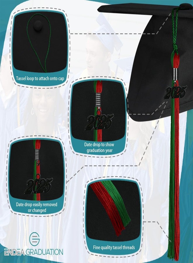 Endea Graduation Double Color Tassel with Black Date Drop (Green/Red, 2025) - Image 3