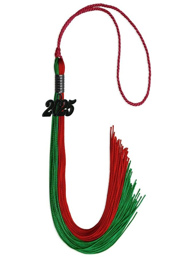 Endea Graduation Double Color Tassel with Black Date Drop (Green/Red, 2025) - Image 1