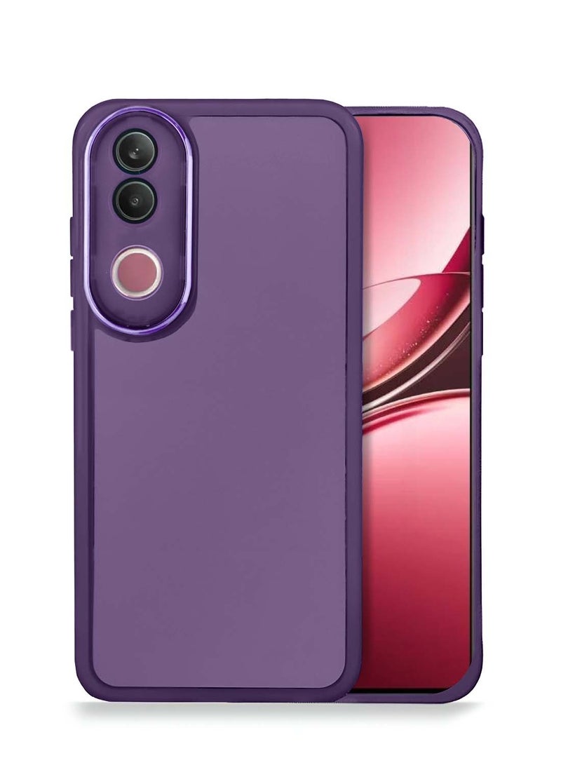 Wtech vivo V50 5G 2025 Soft Transparent TPU Silicone Ultra Thin Phone Stylish Electroplated Camera Border Back Case Cover - Eggplant Purple - Image 1