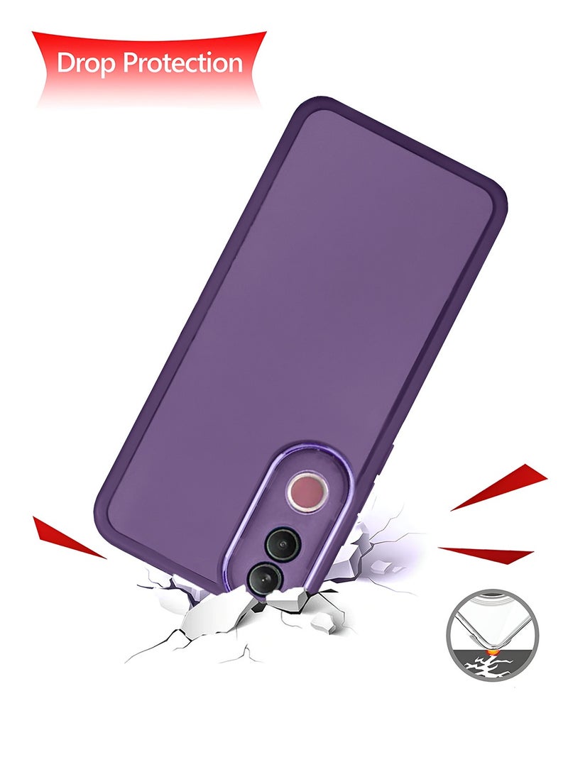 Wtech vivo V50 5G 2025 Soft Transparent TPU Silicone Ultra Thin Phone Stylish Electroplated Camera Border Back Case Cover - Eggplant Purple - Image 3