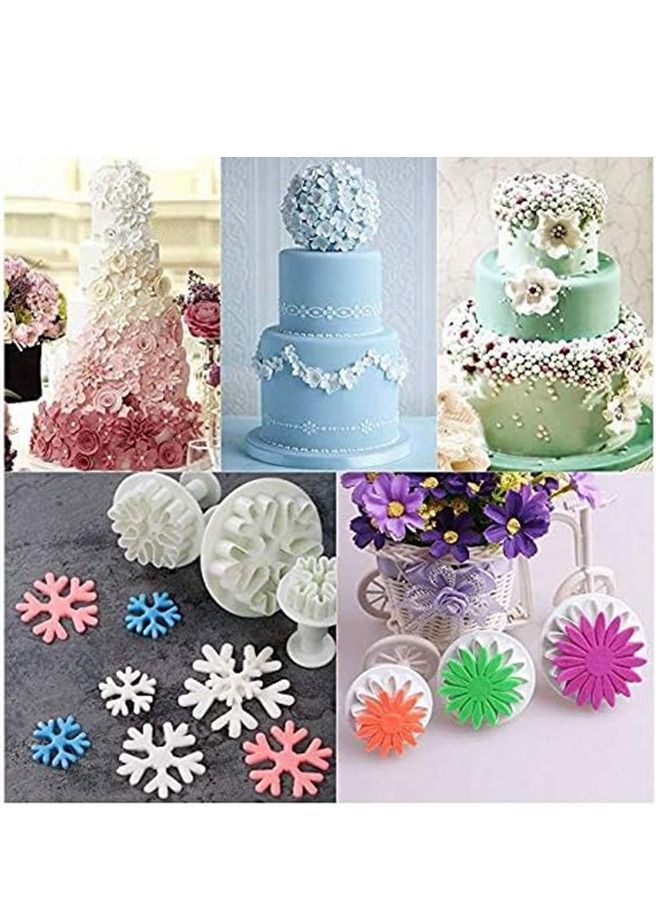Cool Baby 100Pcs Fondant Cake Decorating Tools Cutter Cookie Bakeware Icing Decoration Kit With Flower Modelling Mold Mould Fondant Tools Dough Roller Rolling Pin Full Set - Image 5