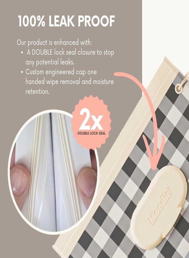 moodie 3PACK Baby Wipes Holder | Refillable Wipes Container w/DOUBLE-LOCK SEAL |Travel Wipe Case | Portable Wipe Dispenser | Reusable Wipes Pouch (Cloudy Grey, 3 PACK) - Image 2