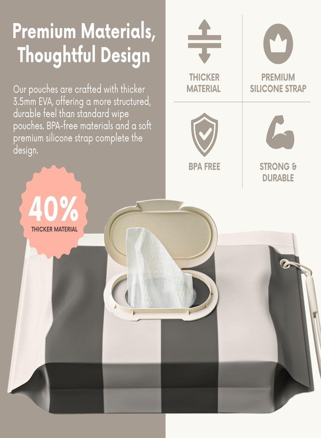 moodie 3PACK Baby Wipes Holder | Refillable Wipes Container w/DOUBLE-LOCK SEAL |Travel Wipe Case | Portable Wipe Dispenser | Reusable Wipes Pouch (Cloudy Grey, 3 PACK) - Image 4