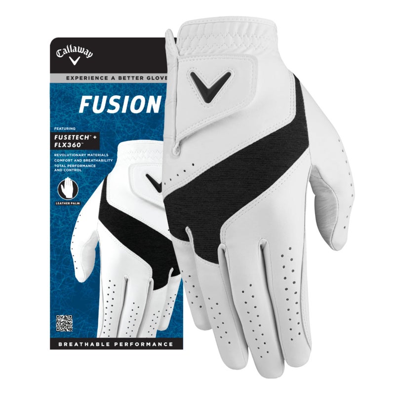 Callaway Golf Fusion Glove Standard X Large WhiteCharcoal Worn on Right Hand - Image 2