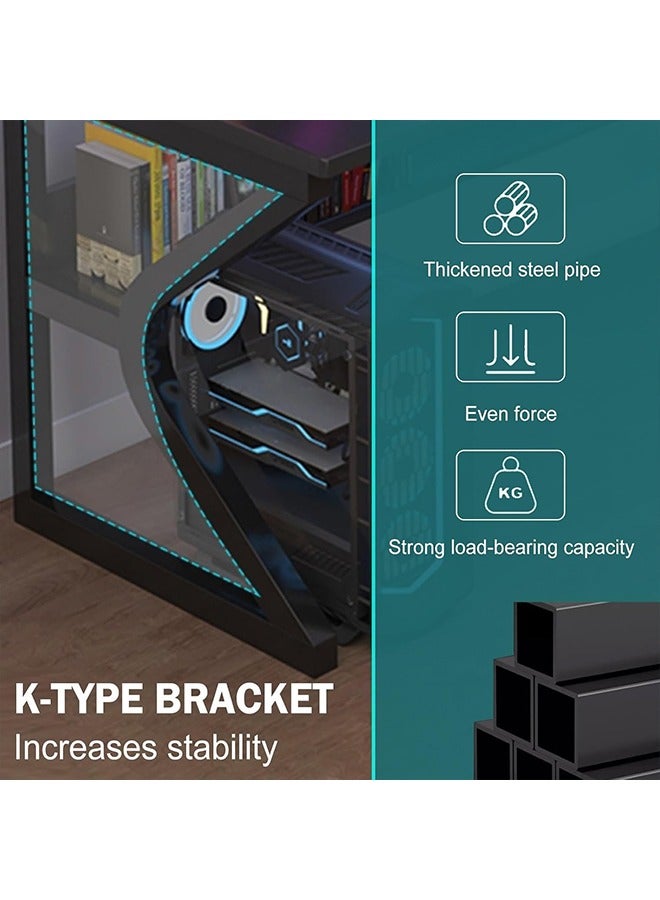 بيوينتي مكتب الكمبيوتر مكتب الألعاب للمنزل مكتب المكتب المنزلي مع رفف مرتفع تصميم إيرغونومي قدرة تحمل حمولة قوية مثالية للاعبين البالغين (أبيض ، 120) - Image 4