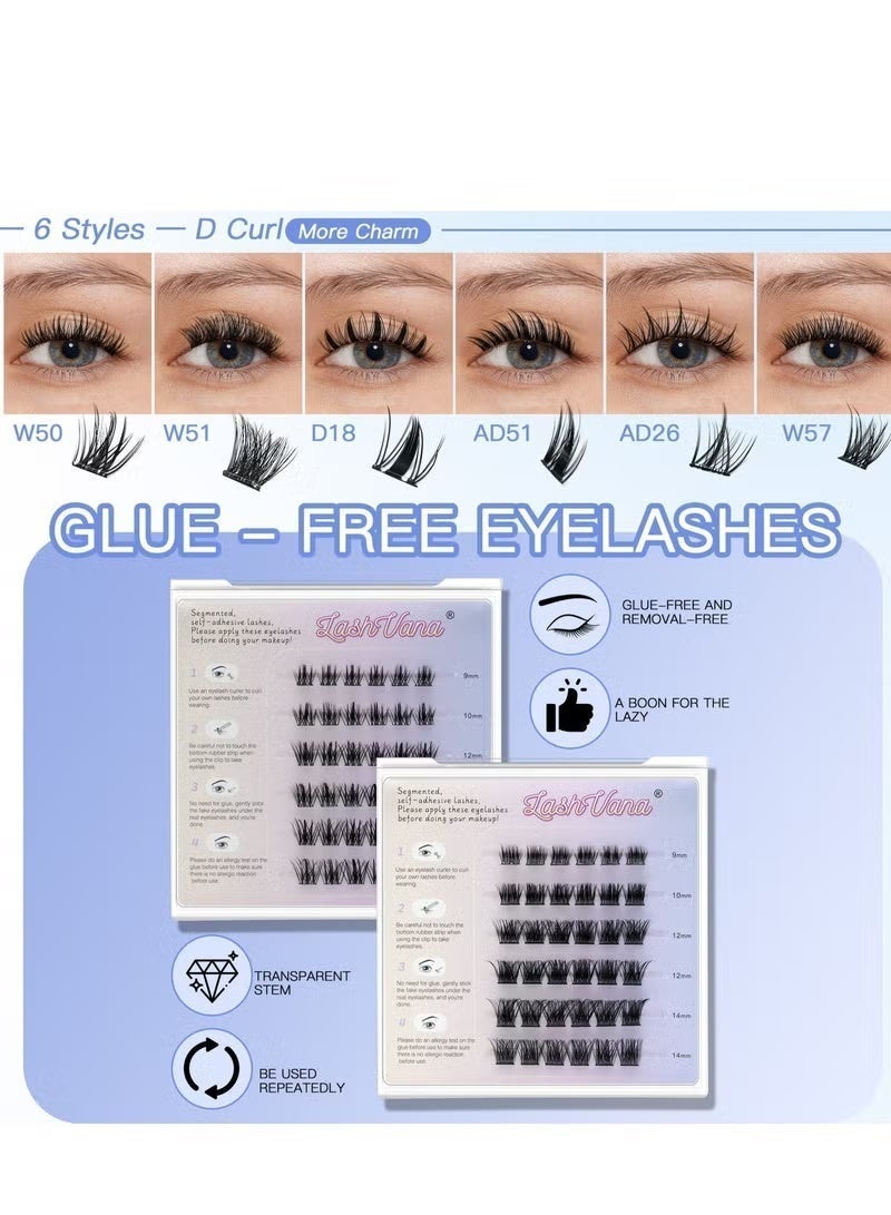 لاشفانا 4 مجموعات من الرموش اللاصقة مع الملقط، 192 قطعة رموش صناعية، مجموعة رموش فردية مختلطة بحجم 9-14 مم، لا حاجة للغراء، شريط لاصق غير مرئي بشريطين - يدوم لفترة أطول، لا توجد بقايا لزجة على الرموش الملصقة، سهل التطبيق في المنزل. - Image 4