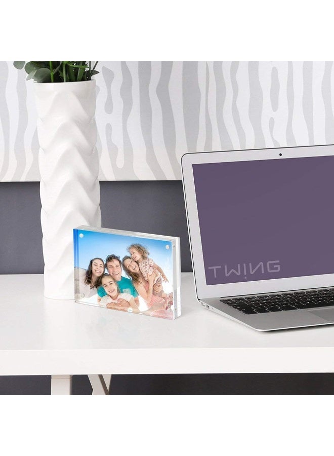 TWING TWING Picture Frame 8x10 Acrylic Photo Frames Horizontal Magnet Double Sided Photo Frame with Microfiber Cloth12  12MM Thickness Clear Picture Frame Desktop Display  - Image 5