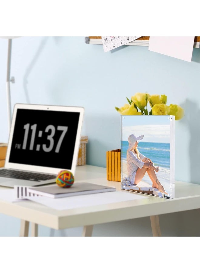 TWING TWING Picture Frame 8x10 Acrylic Photo Frames Horizontal Magnet Double Sided Photo Frame with Microfiber Cloth12  12MM Thickness Clear Picture Frame Desktop Display  - Image 3