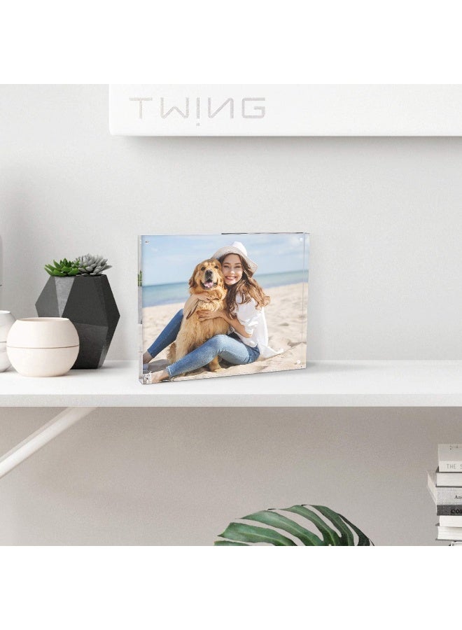 TWING TWING Picture Frame 8x10 Acrylic Photo Frames Horizontal Magnet Double Sided Photo Frame with Microfiber Cloth12  12MM Thickness Clear Picture Frame Desktop Display  - Image 4