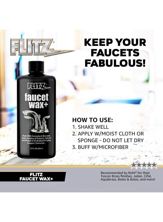 Flitz Faucet Wax, Polish + Sealant Made with Exclusive Carnauba and Beeswax Formula That Leaves Behind No Residue or Scratches, Perfect for Door Hardware, Kitchen and Bathroom, Made in USA, 7.6 oz - Image 4
