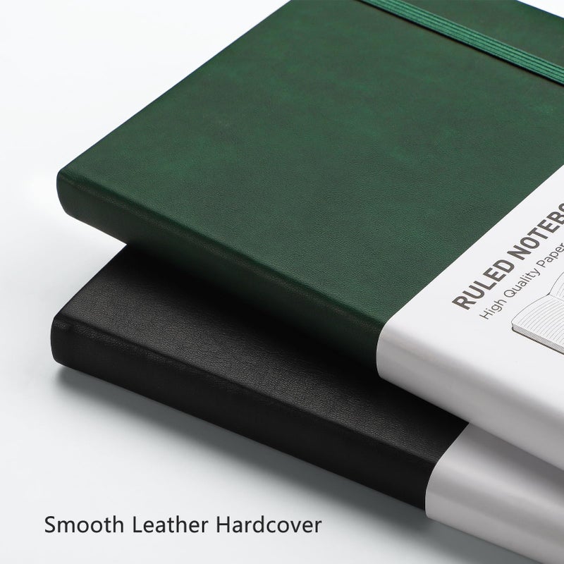 RETTACY Lined Journal Notebook, 192 Numbered Pages, A5 Medium Size (5.7'' x 8.3''), for Men & Women, Journaling, Writing, Work & Office, Leather Hardcover, 100 GSM Thick Paper (Dark Green) - Image 5