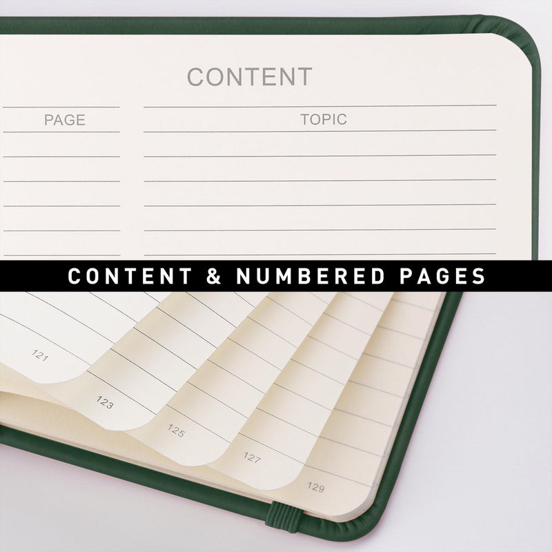RETTACY Lined Journal Notebook, 192 Numbered Pages, A5 Medium Size (5.7'' x 8.3''), for Men & Women, Journaling, Writing, Work & Office, Leather Hardcover, 100 GSM Thick Paper (Dark Green) - Image 4