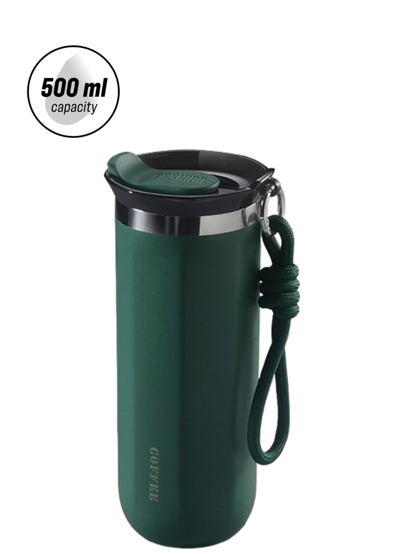 TYCOM Travel Coffee Mug 500 ML Stainless Steel Vacuum Ice and Hot Drinks Insulated Tumbler for Home Office Outdoor Works Green.  - Image 1
