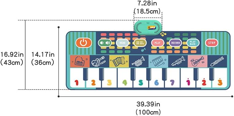Piano Music Dance Mat,Baby Musical Mat,Piano Mat For Toddlers With 8 Animal Sounds Blanket Touch Play Mat Gift Toys For 3+ Years Old Kids Boys Girls (blue) - Image 4