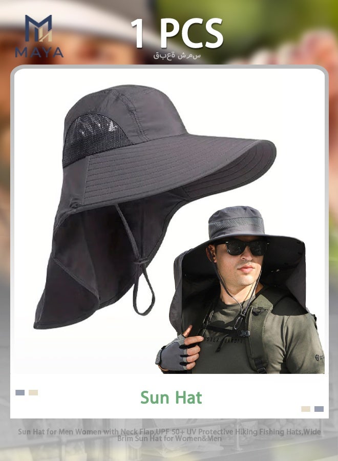Maya Sun Hat for Men Women with Neck Flap,UPF 50+ UV Protective Hiking Fishing Hats,Wide Brim Sun Hat for Women&Men - Image 1