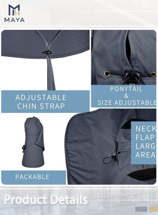 Sun Hat for Men Women with Neck Flap,UPF 50+ UV Protective Hiking Fishing Hats,Wide Brim Sun Hat for Women&Men - view 3